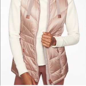 Athleta rose gold puffer vest, size small